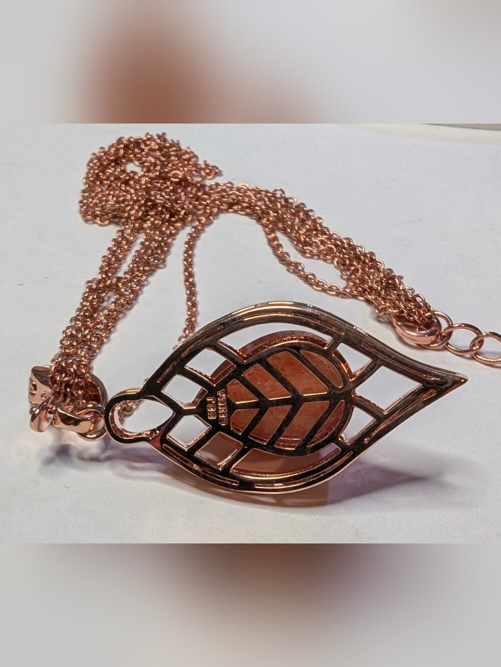 Copper Sunstone Pendant With Chain - Picture 3 of 7